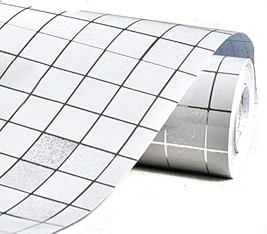 Dooxoo 44 X 200 K Che Pvc Aluminium Self Adhensive Mosaic Sticker L Wallpaper Wall Stickers Bathroom Waterproof Wall Sticker Amazon De Kuche Haushalt