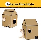 Conlun Cardboard Cat House with Scratching Board and Catnip Medium view 3