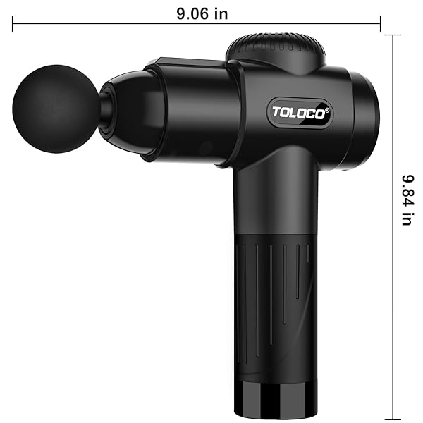 TOLOCO MASSAGE GUN, DEEP TISSUE BACK MASSAGE FOR ATHLETES FOR PAIN RELIEF, PERCUSSION MASSAGER WITH 10 MASSAGES HEADS & SILENT BRUSHLESS MOTOR, GIFTS FOR FATHERS DAY, BLACK
