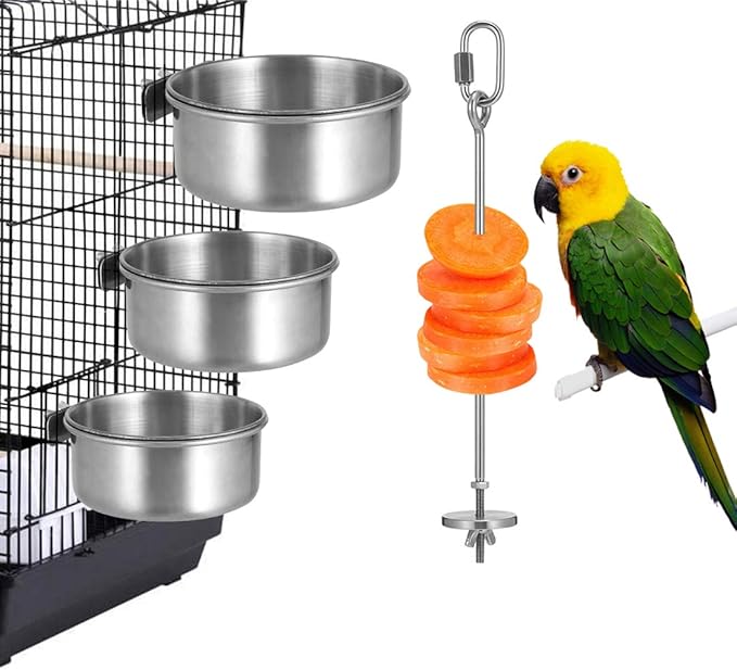 tonygp 3 Pack Bird Parrot Food Water Bowls for Cage with Bird Parrot