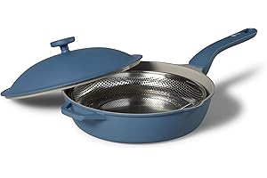 Starfrit The Rock 1tsp All-in-One 11" (28cm) Deep Ceramic Fry Pan with Lid and Steam Basket, Cast Aluminum Base, PFAS-Free, I