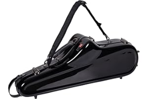 Crossrock Fiberglass Tenor Saxophone Case - Includes Accessory Pocket, Removable Shoulder Straps, TSA Lock - Black (CRF1020TS