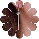 Erimberate Bohemian Crystal Northstar Chain Drop Earrings Silver Sleek Chain Earrings Cz Star Dangle Earrings Long Rhinestone Chain Earrings Celestial Starburst Earrings Jewelry for Women