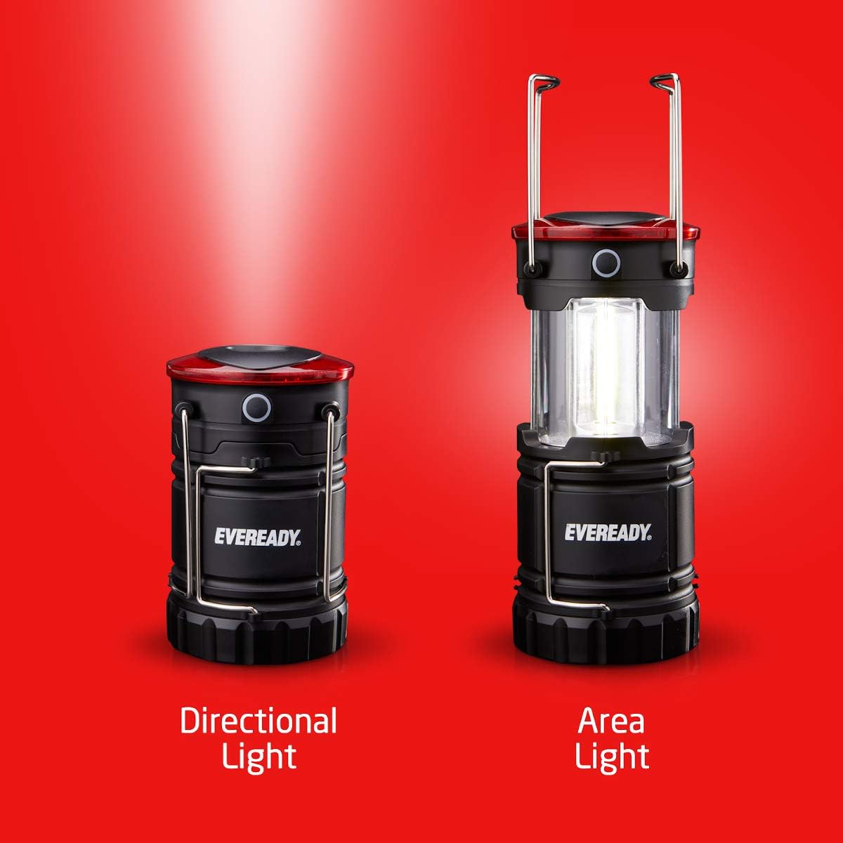 Eveready 360 LED Camping Lantern, IPX4 Water Resistant, Super Bright, 100 Hour Run-time, Battery Powered Outdoor LED Lantern, Black (4 Pack) : Sports & Outdoors