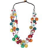IMIKEYA Bohemian Coconut Shell Necklace for Women Geometric Beads Pendant Collarbone Chain Vintage Style Fashion Jewelry for Parties Beach and Daily Wear