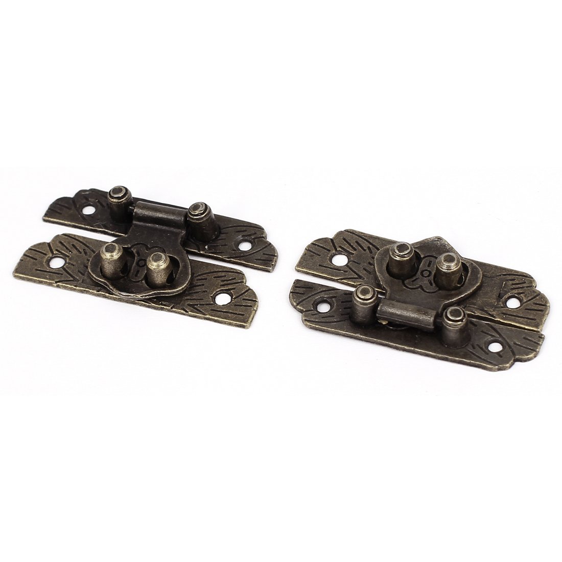 Sourcingmap Wooden Case Jewelry Box 48x25mm Clasp Hasp Latches Bronze Tone 2 Set