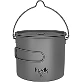 Kuvik 1100ml (37 oz) Titanium Pot with Bail Handle - Ultralight and Compact Pot for Backpacking, Camping, and Survival