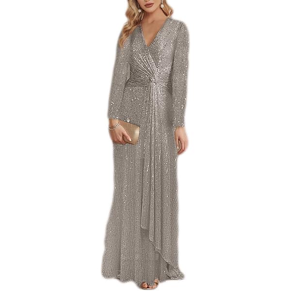 slim fit dress slacks Beaded Mermaid Batwing Sleeve Prom Dresses V-Neck Pageant Dress 20217   Viniodress