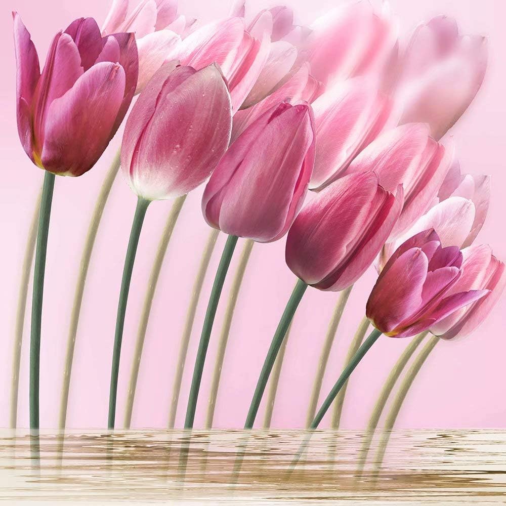 YOMIA DIY Diamond Painting Mosaics Tulip Paint by Number Kits for Adults, Flower Embroidery Patterns 5D Crystal Rhinestone Diamond Embroidery Paintings Pictures