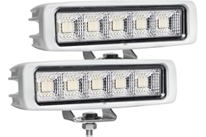 EXZEIT Waterproof Led Boat Lights, 2 pc 72W Deck/Dock Marine Lights 4000LMS 120°Flood Light, 6.3inch, 12/24 V Led Light Bar