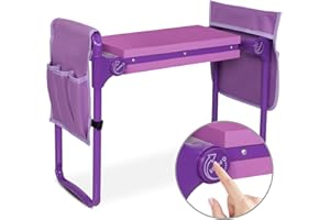 Endynino New Generation Garden Kneeler and Seat with 2 Tool Pouches, Foldable Garden Stool with EVA Foam Kneeling Pad, 2 in 1 Heavy Duty Portable Gardening Bench, Purple