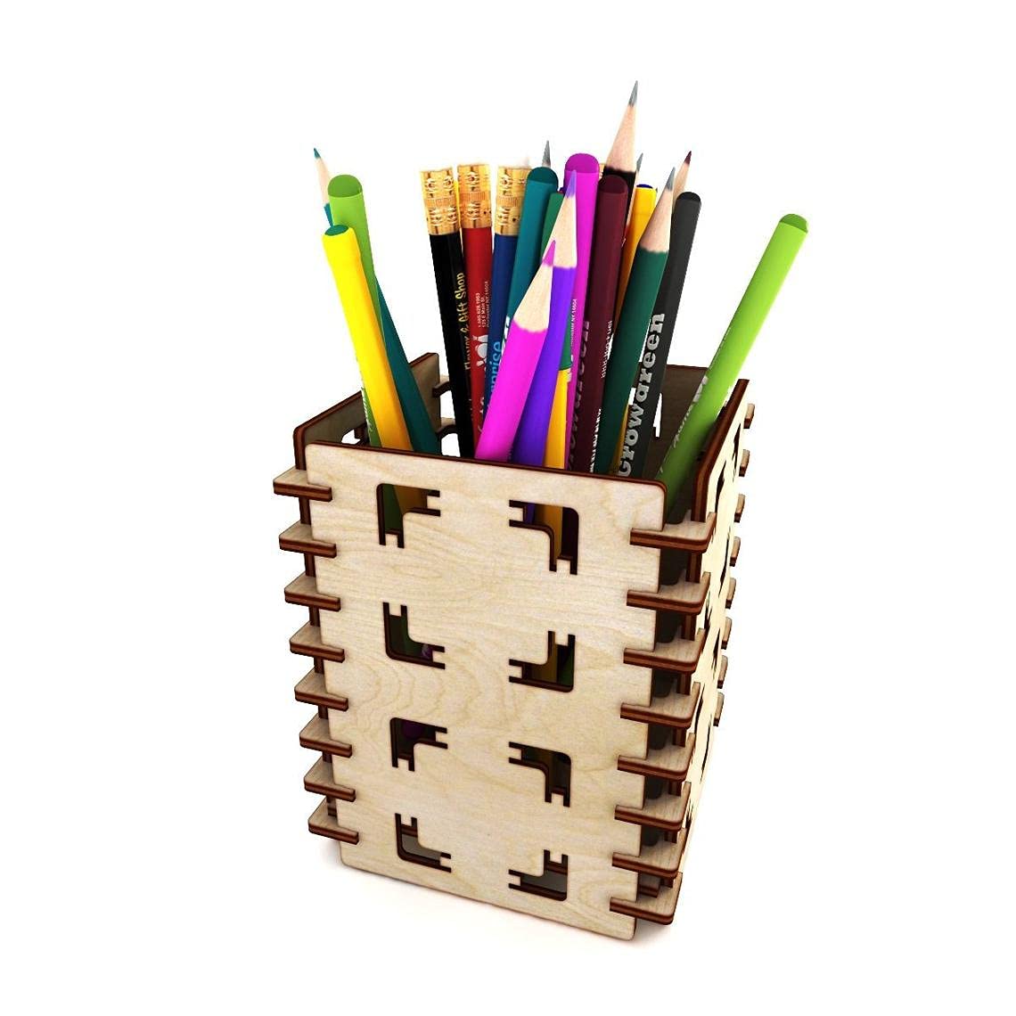 Nabster square Style wooden Pen Pencil Holder Table Desk Organizer for