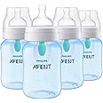 Philips Avent Anti-Colic Bottle with AirFree Vent, 9oz, with Flow 2 Nipples, 1m+, 4pk, Blue, SCY703/24