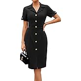 GRACE KARIN Work Dresses for Women 2026 Short Sleeve Button Bodycon Dress Pencil Office Midi Dress with Pockets