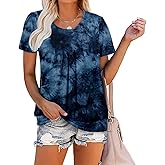 ZOLUCKY Womens Casual Short Sleeve Tunic Tops Scoop Neck T Shirts Summer Loose Fit Tunics