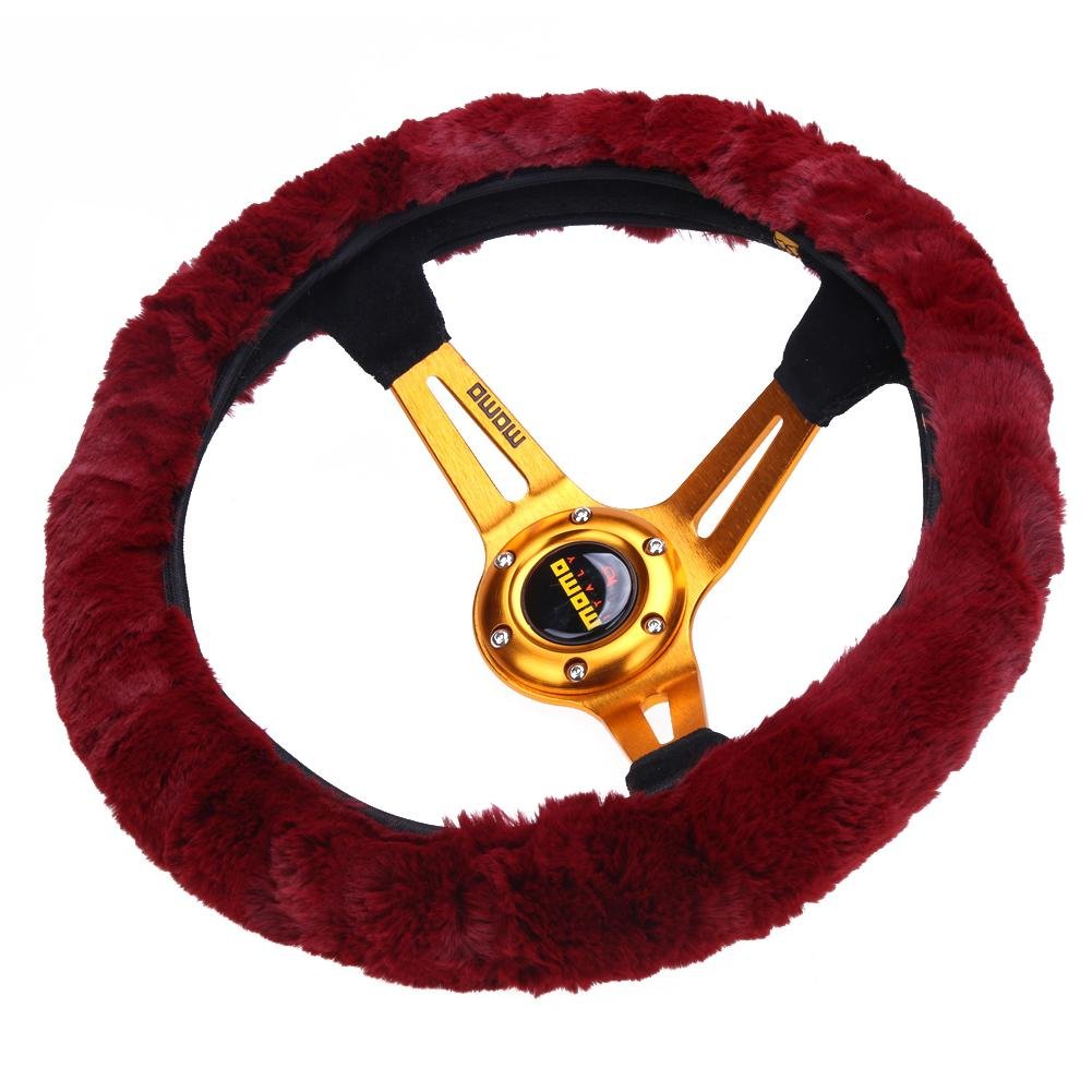 Housse Volant Hiver En Fausse Fourrure - Violet - Universelle Pour Voitures Et SUV (Diamètre 36.8-38.1cm)