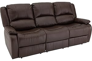 RecPro RV 80" Sofa Triple Recliner & Drop-Down Console | Modular Wall Hugger | Suprima Leather (Mahogany)