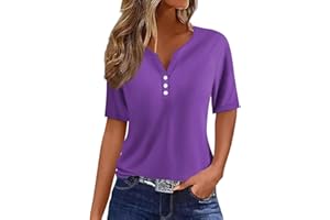 BABYSBULE V Neck Button Down Shirts for Women Summer Tops 2024 Trendy Floral Print Blouse Short Sleeve Shirts Loose Fit Tops