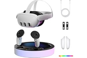 Colelulu Charging Dock for Meta Quest 3, VR Fast Charging Station with RGB Light for Oculus Quest 3 Accessories, Fits Headset and Controllers, with Rechargeable Batteries and USB-C Cable