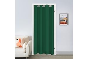 Moslovstar Green Door Curtain Panel 96 Inch Patio Noise Reducing Door Blinds Drape High Density Polyester Fabric Grommet Top, Machine Wash 1 Panel