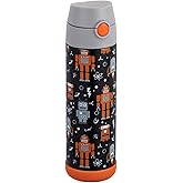 Snug Insulated Kids Water Bottle with Straw & Spout – Double-Wall Stainless Steel, Leakproof, Easy-Flip Lid – For School, Travel, Toddlers & Big Kids - Robots, 17oz