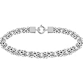 Savlano 925 Sterling Silver 9mm Italian Flat Byzantine Link Chain Bracelet -7.5 inch Hollow Byzantine Bracelet for Women - Made in Italy Comes with Gift Box