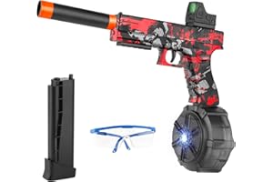 VRTFCEO Electric Gel Ball Blaster with Drum - JM-X2 Manual and Automatic Splatter Gel Ball Blaster Pistol, Gel Splat Toy with Goggles