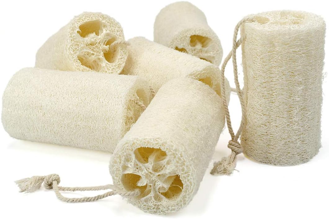 Blue Handcart Pack of 6 Natural Loofah Luffa Loofa Exfoliating Bath Body Shower Sponge Scrubber