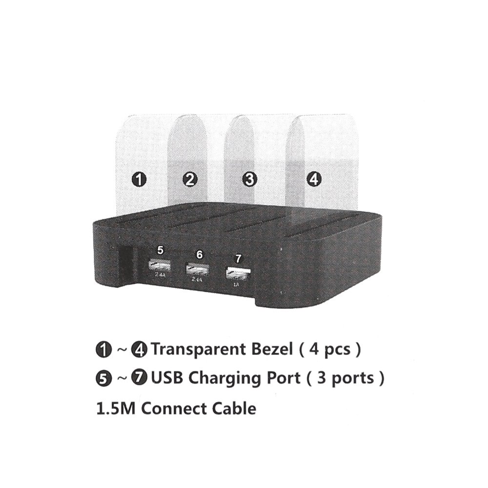 Mbuynow Estación de carga USB, 3 Puertos USB Multi-Cargador Universal 2.4A Tecnología de carga rápida para teléfonos inteligentes Tablets Galaxy Nexus y más