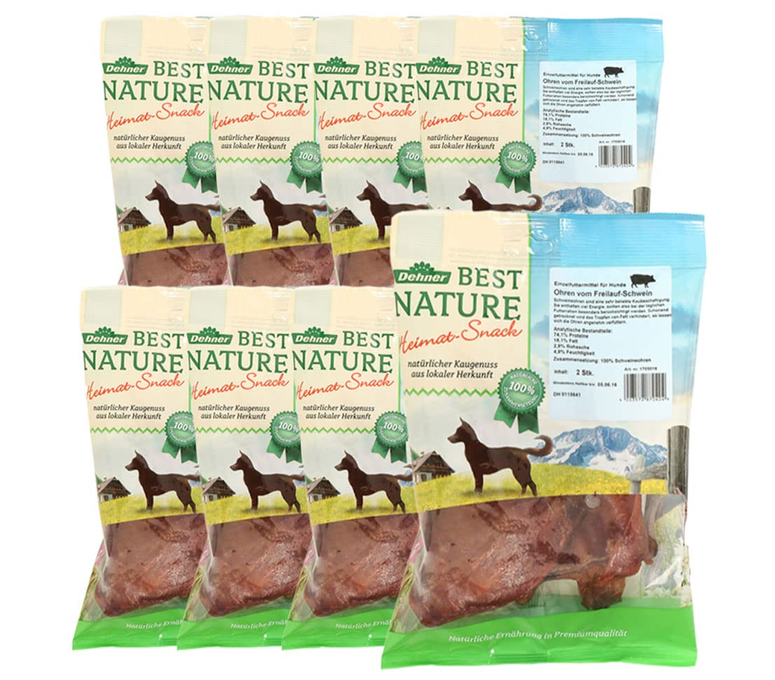 Dehner Best Nature Dog Treat Pig Ears 8 x 2 Pieces 720 g