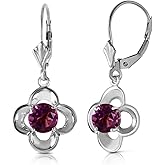 1.1 CTW 14K Solid White Gold Diligent Heart Amethyst Earrings