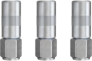 UTOOL Grease Gun Accessory Kit, 4-Jaw Rebuildable Coupler 3-Pack, 1/8 NPT Threads, Max Working Pressure 8000 PSI