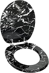 Optimal Products Anti-Bacterial Black Marble Effect Toilet Seat Stainless Steel view 5