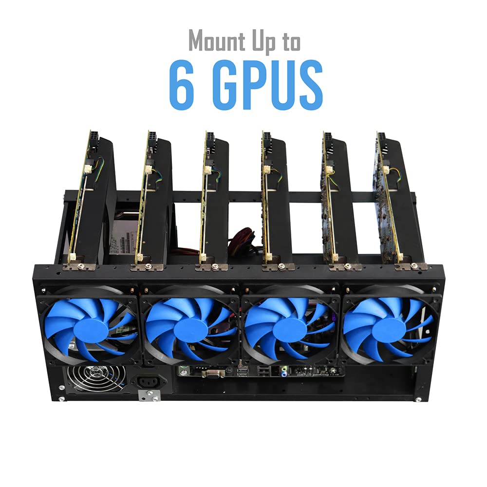 Kingwin Miner Rig Case W/ 6 GPU Mining Frame - Expert Crypto Mining Rack W/Placement for Motherboard for Mining - Air Convection to Improve GPU Cryptocurrency Test Bench PC Case