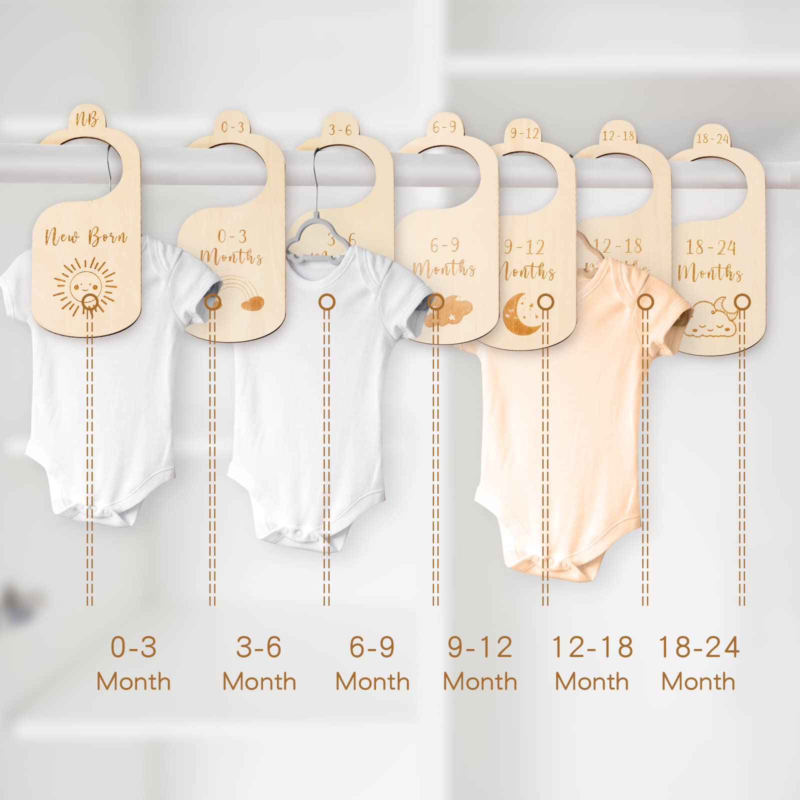 ibwaae Wooden Baby Closet Size Divider Organizer Hanger Clothing