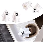 Rislobx 4 Pack Ghost Tire Valve Stem Cap, Glow in The Dark Valve Stem Cover, Halloween Tire Air Caps for Cars Bikes Motorcycles Trucks, Decorative Car Wheel Accessories (Ghost)