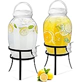 Havawish 2 Pack Drink Beverage Dispenser with Stand for Parties 1.16 Gallon Plastic Water Lemonade Juice Dispenser with Spigot and Lid for Countertop Weddings(White)