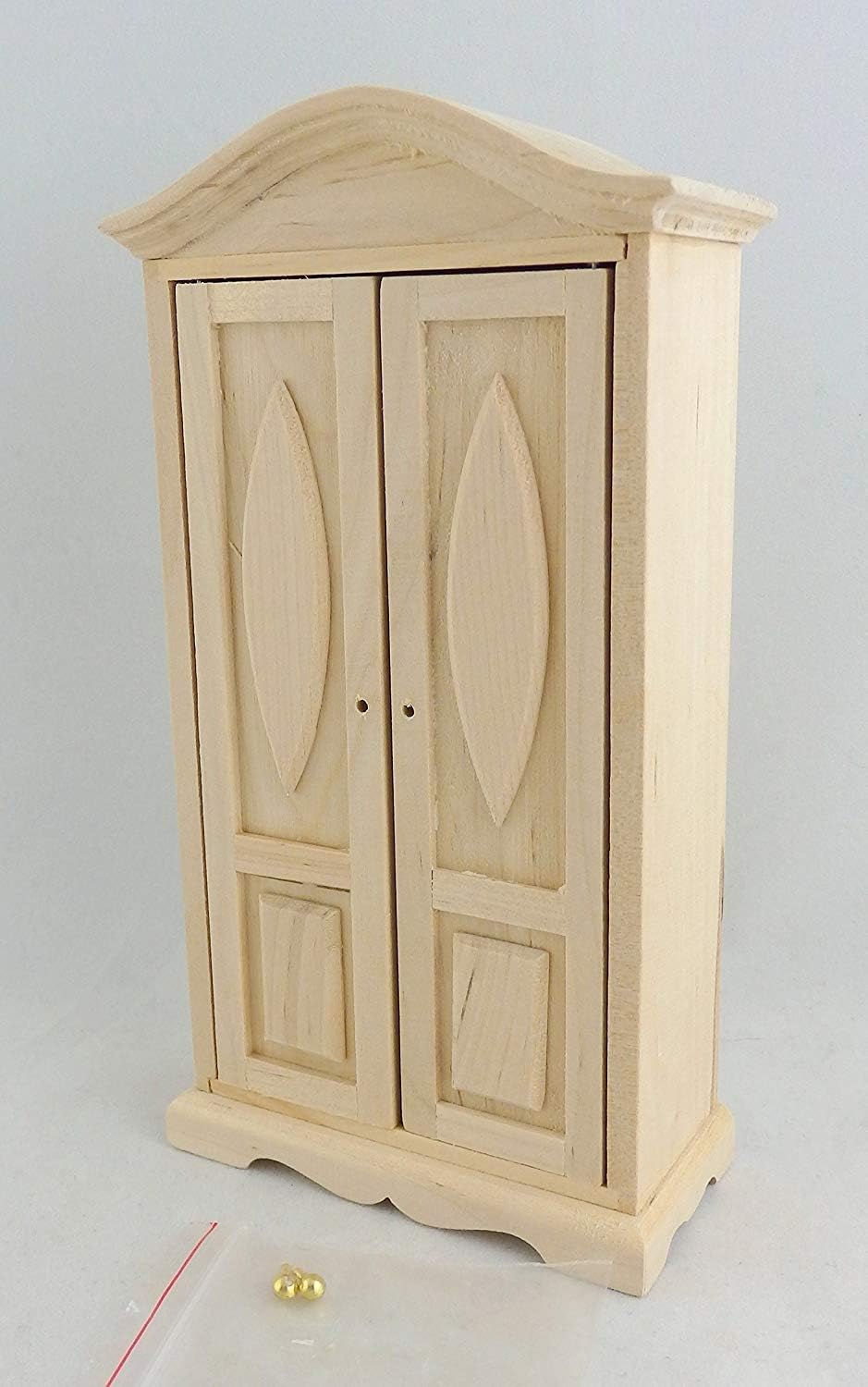 Melody Jane Dolls House Miniature Unfinished Natural Wood Bedroom Furniture 2 Door Wardrobe