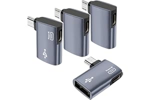 AreMe 4 Pack OTG Cable Adapter for Fire TV Stick 4K, 90 Degree Left and Right Angle Powered Micro USB to USB OTG Adapter for Android Phone Tablet and More Host Devices with Micro USB (Grey)