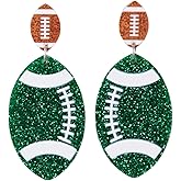 Colorful Glitter Acrylic Football Earrings Shiny Football Baseball Basketball Sports Ball Dangle Earrings Lightweight Game Day Rugby Football Earrings for Women Sport Lover Jewelry Gifts