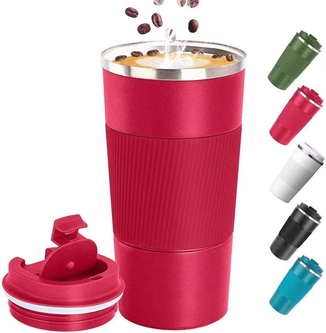 Big seller Coffee Cup, Vacuum Reusable Leakproof Double Wall Coffee Cup, Insulation Stainless Steel Eco-Friendly Travel Office Mug for Hot Coffee Tea and Cold Drinks, 17oz/500ml, red