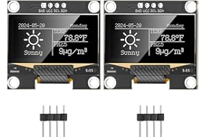 MakerFocus 2pcs 1.3 Inch I2C IIC OLED Display Module 128 x 64 Pixel SH1106 Self-Luminous Display Board for Arduino/Raspberry Pi/ESP32