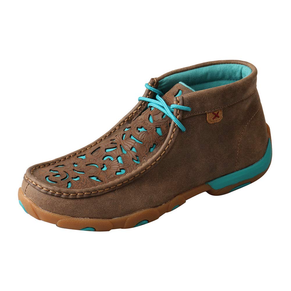 Twisted X Women's Chukka Driving Moc, Moc Toe, Bomber & Turquoise Embroidered Vamp, 6.5 M Image