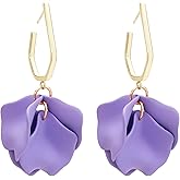 Halawly Acrylic Rose Petal Earrings Dangle Flower Trendy Elegant Earrings Drop Statement Floral Tassel Earrings for Women Jewelry