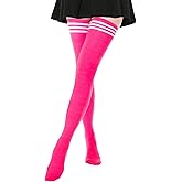 DRESHOW Extra Long High Thigh Socks Striped Over Knee Thin Tights Long Stocking