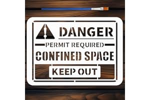 FINGERINSPIRE Warning Sign Stencils with a Brush 11.7x8.3Inch Danger Sign Painting Stencils PET Logo Themes PET Template for 