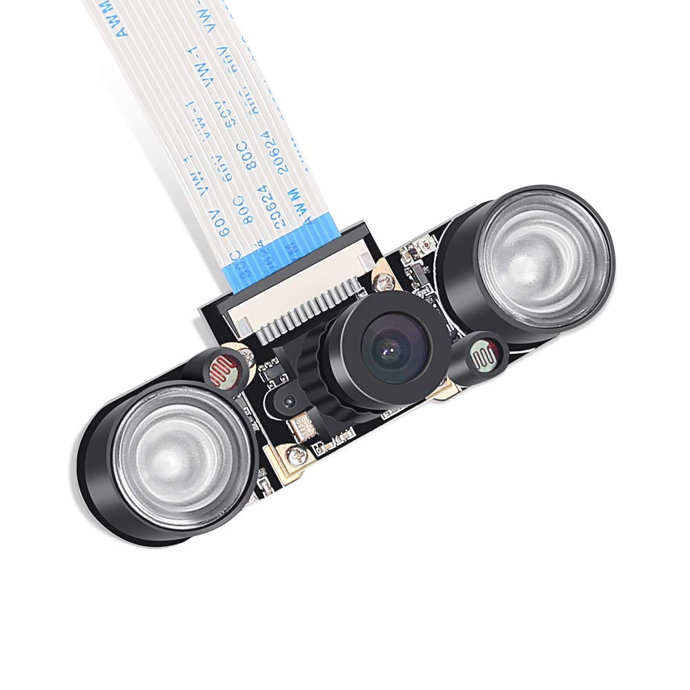 DORHEA for Raspberry Pi 3 b+ 4 b Camera Module Night Vision Camera Adjustable-Focus Module 5MP OV5647 Webcam Video 1080p with 2 Infrared IR LED Light for Raspberry pi 3 Model B+ 2 B 4B