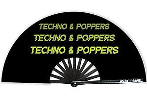 HOUSE OF RAVE Funny Rave Fan - Large UV Glow Trippy Fan - Festival Folding Fan for Women & Men - 13 Inch Hand Fan for Circuit Parties
