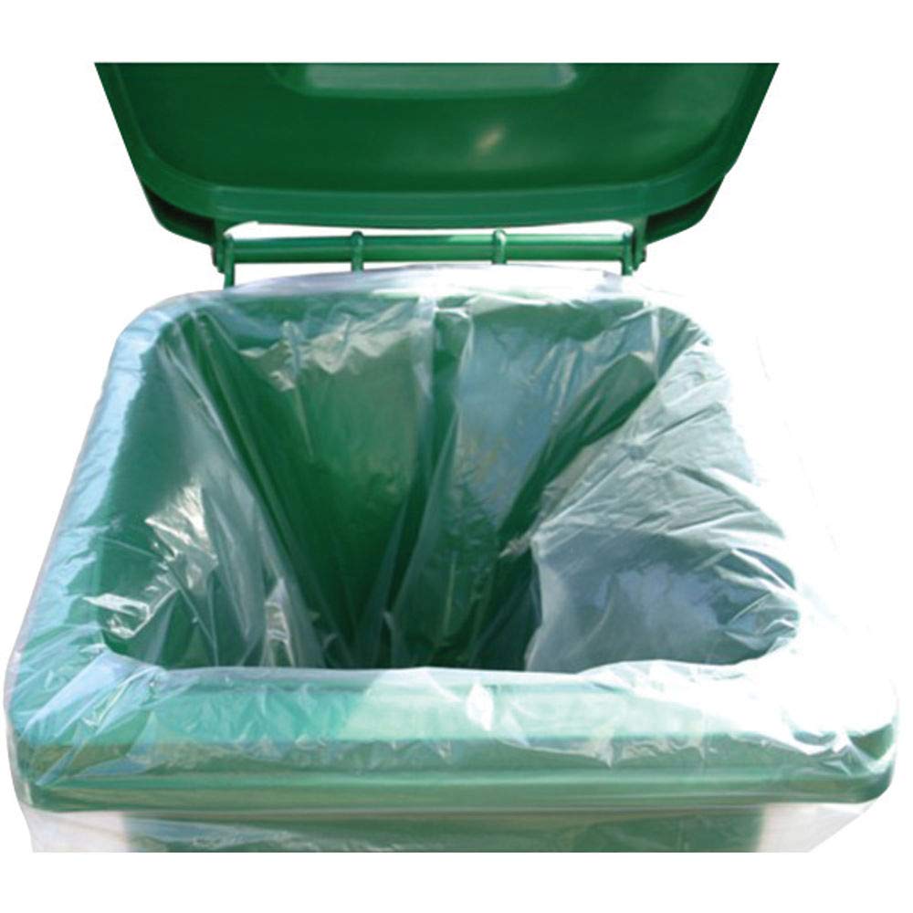 2Work Wheelie Bin Liner Clear (Pack of 100) KF73374, Transparent, 1 count (Pack of 100)