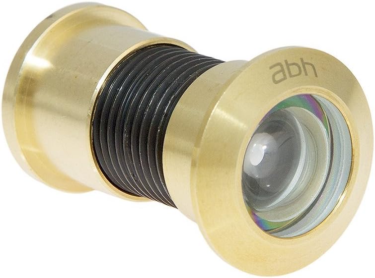 ABH Solid Brass 180 Degree Jumbo Peephole Door Viewer UL Rated Glass Lenses Bright Brass